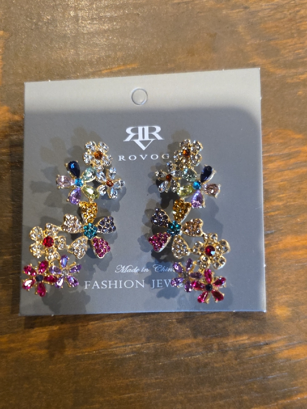 VOGO Athletica Multicolor Flower Drop Earrings - Gold Tone